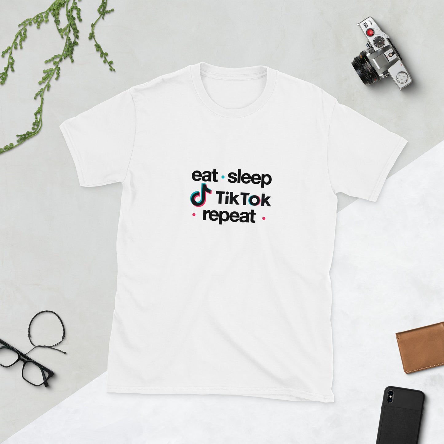 Tiktok Addict T-Shirt Eat-Sleep-TikoTok-reapeat - white