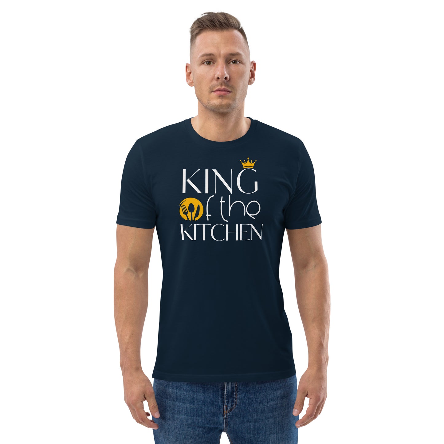"King of the kitchen" custom made T-Shirt fpr Hobby Chefs, in navy