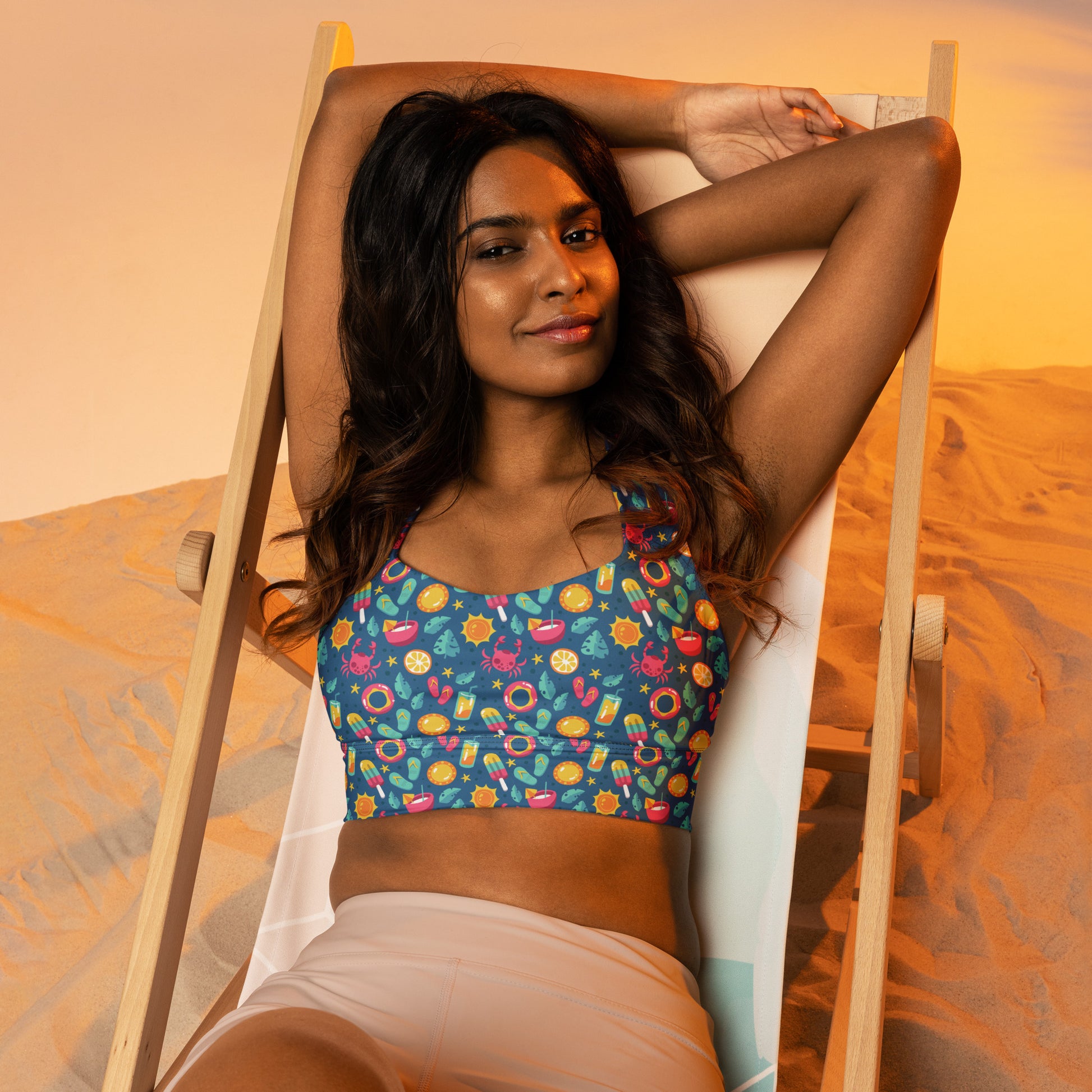 Playful and colorful sports bra with summer vibe motives