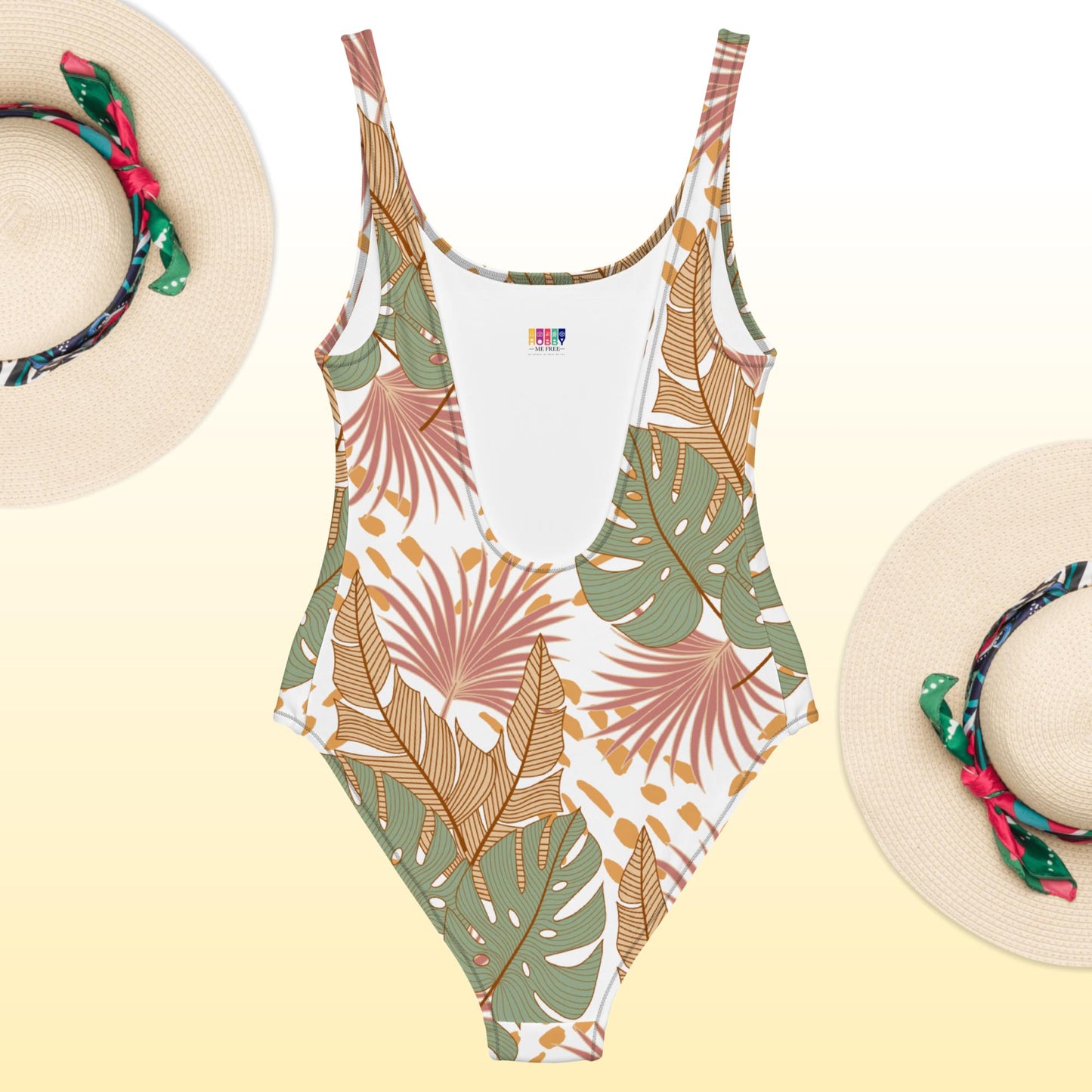 One piece all over print swimsuit for women - leaf print