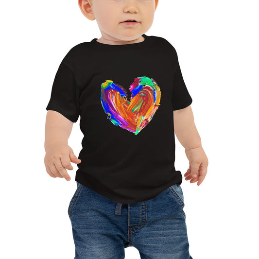 T-Shirt with a heart shaped painting - in black 