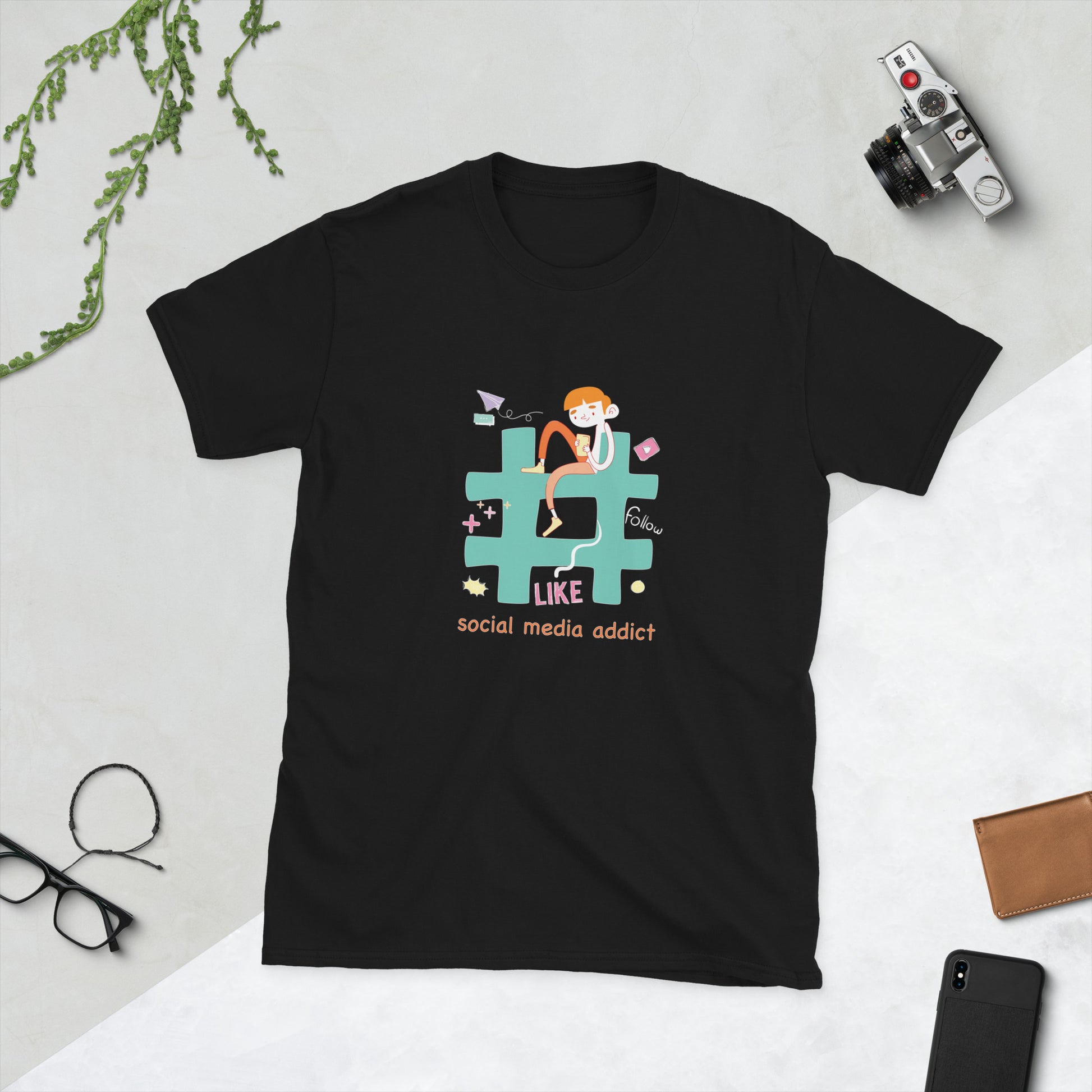 Social Media Unisex T-Shirt - Funny Hashtag - black