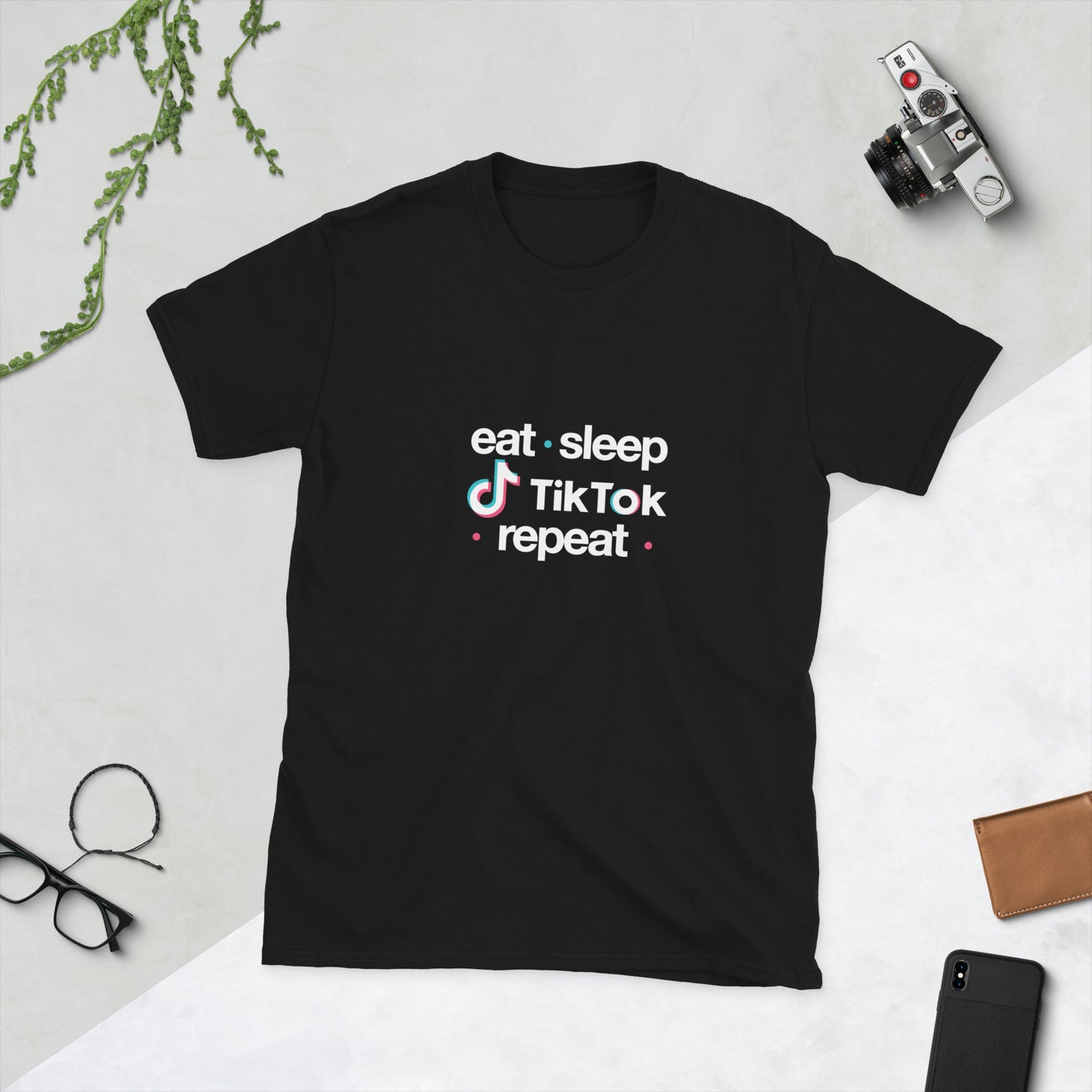 Tiktok Addict T-Shirt Eat-Sleep-TikoTok-reapeat - black