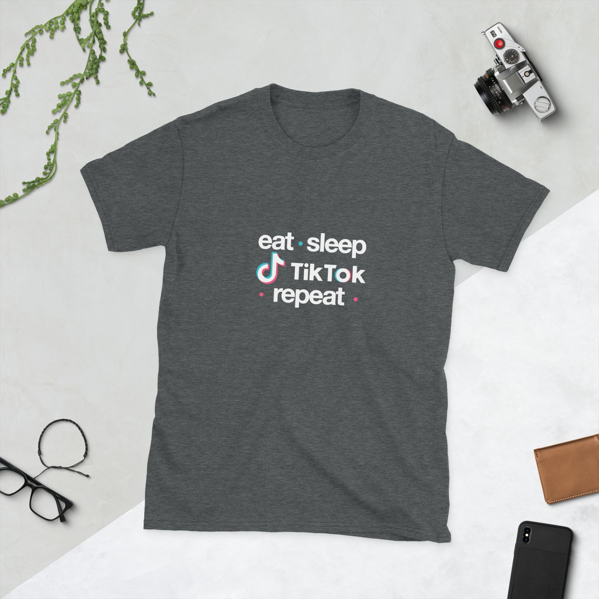Tiktok Addict T-Shirt Eat-Sleep-TikoTok-reapeat - dark grey