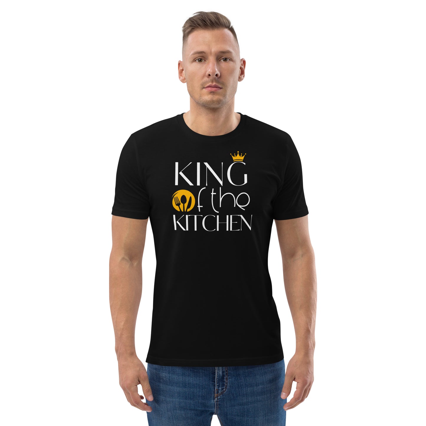 "King of the kitchen" custom made T-Shirt fpr Hobby Chefs, in black