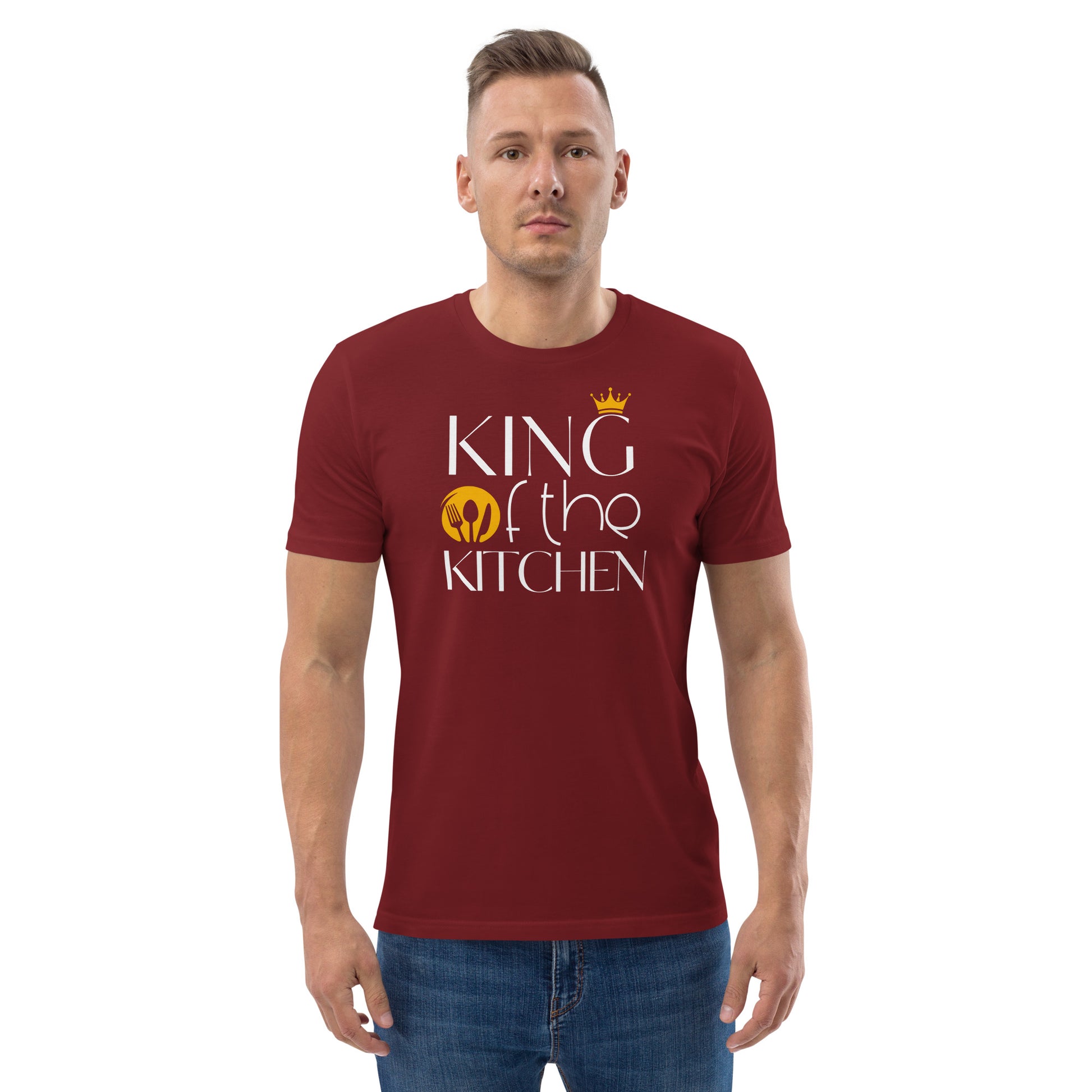 "King of the kitchen" custom made T-Shirt fpr Hobby Chefs, in burgundy