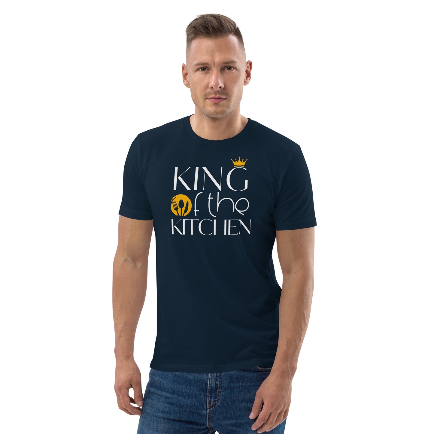 "King of the kitchen" custom made T-Shirt fpr Hobby Chefs, in navy