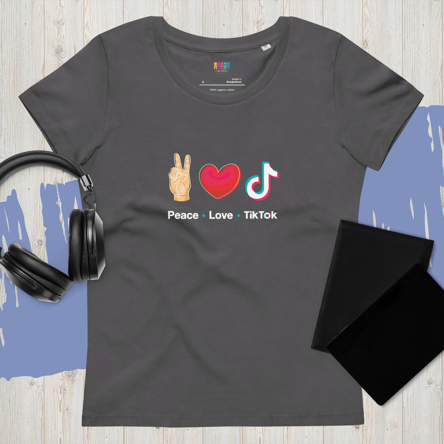 Peace Love TikTok - Eco tshirt in anthracite