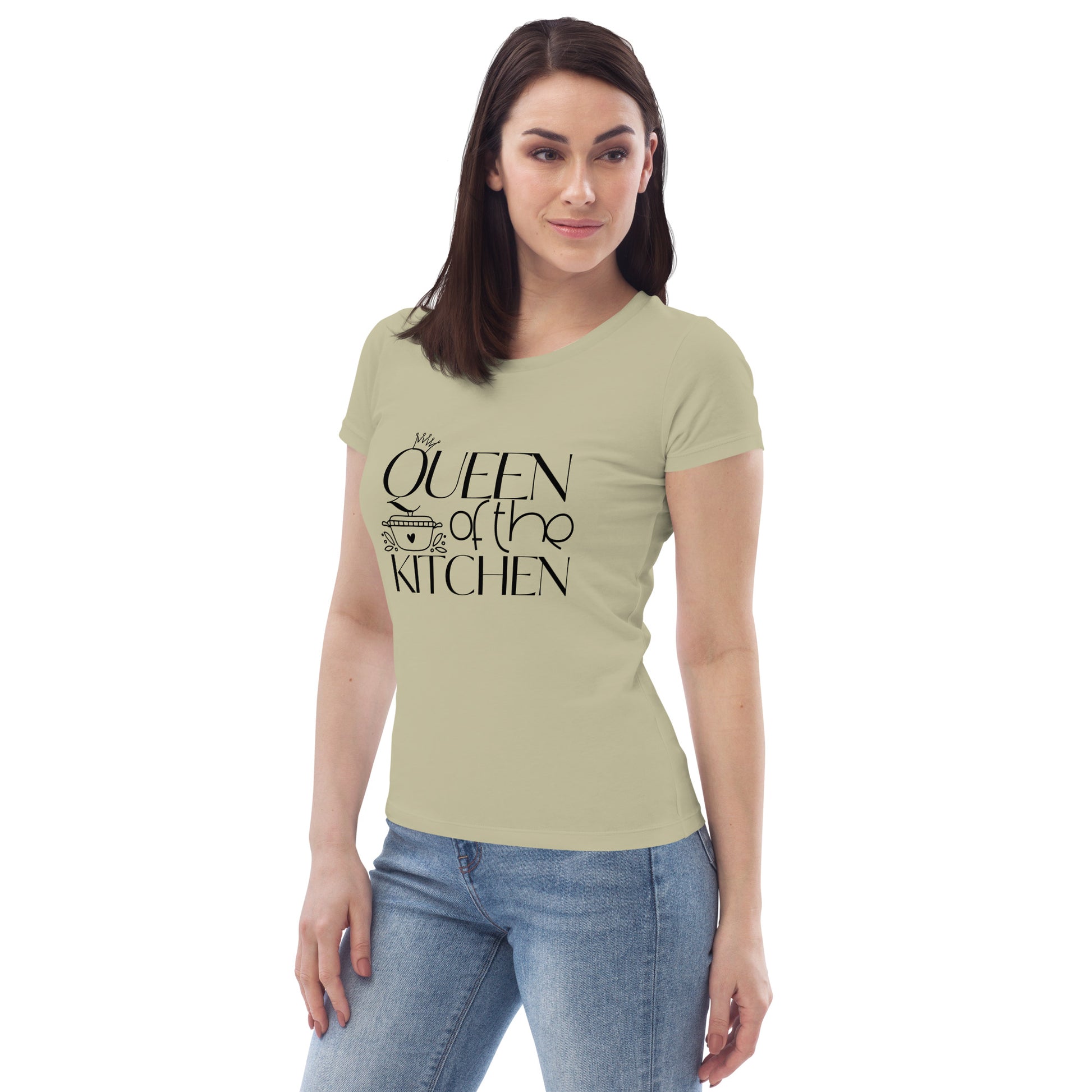 Queen of the kitchen - custom made 100% organic cotton T-Shirt. Perfect for the hobby chef. Color: sage