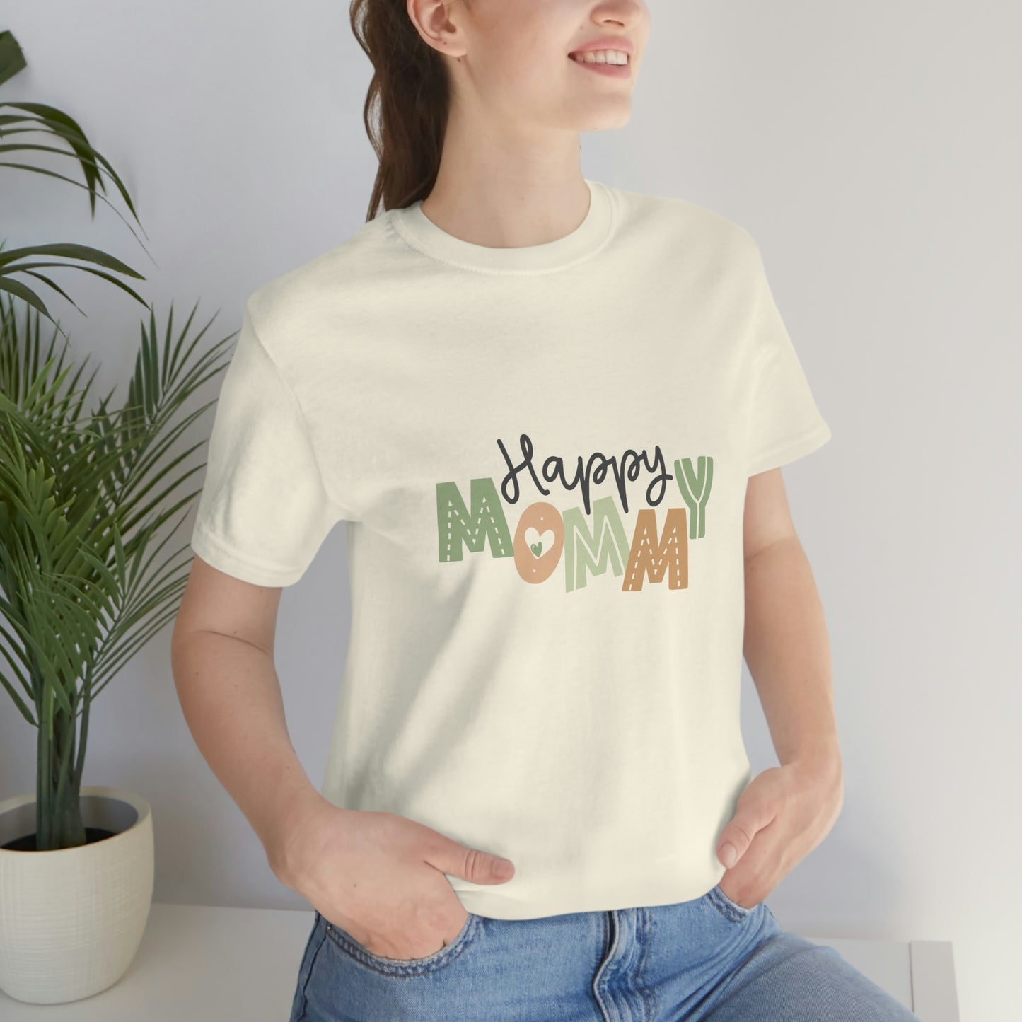Show your mom you care with the Happy Mommy natural colored T-shirt! The perfect gift for mom!