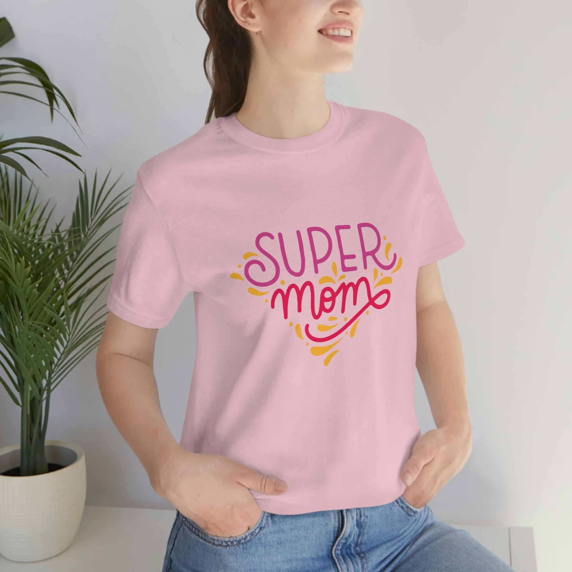 Super lovable design for the perfect Mothersday gift. Super mom pink T-shirt is carefully crafted with high-quality materials, is both comfortable and durable, making it a versatile addition to any mom's wardrobe.