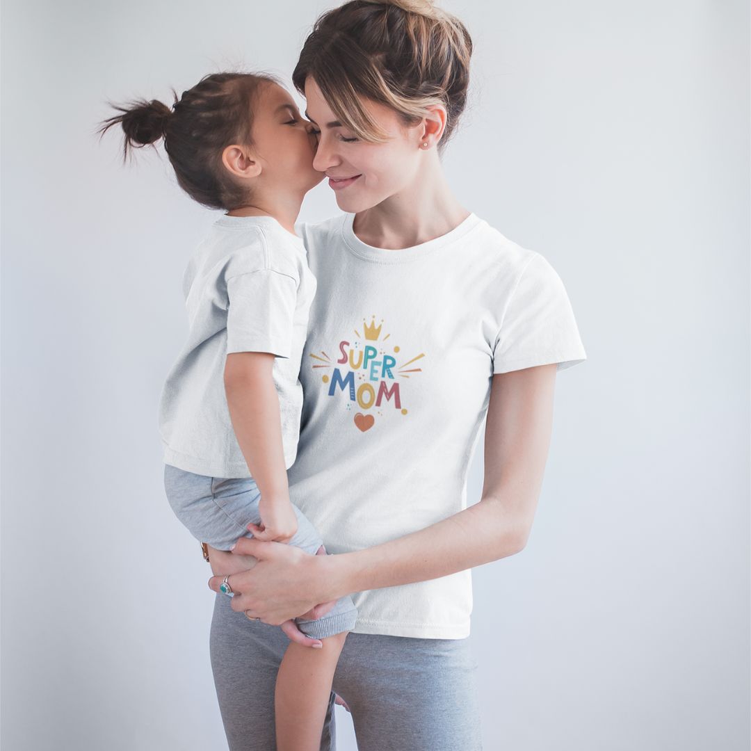 Looking for the perfect Mother's Day gift? Surprise Mom with our 100% cotton Super Mom white softstyle t-shirt