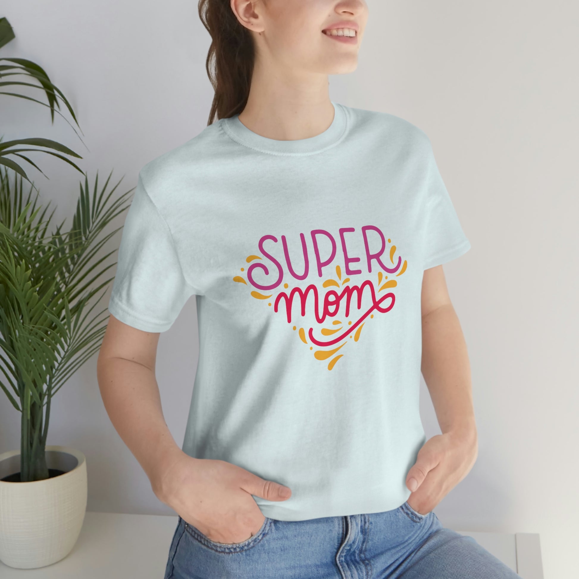 Super lovable design for the perfect Mothersday gift. Super mom ice blue T-shirt is carefully crafted with high-quality materials, is both comfortable and durable, making it a versatile addition to any mom's wardrobe.
