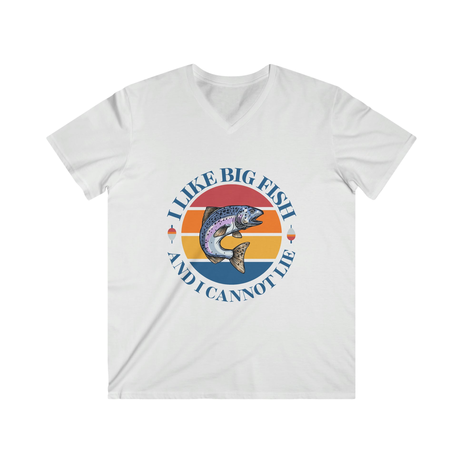 I Like Big Fish - Men's Fitted V-Neck Short Sleeve T-Shirt - HobbyMeFree