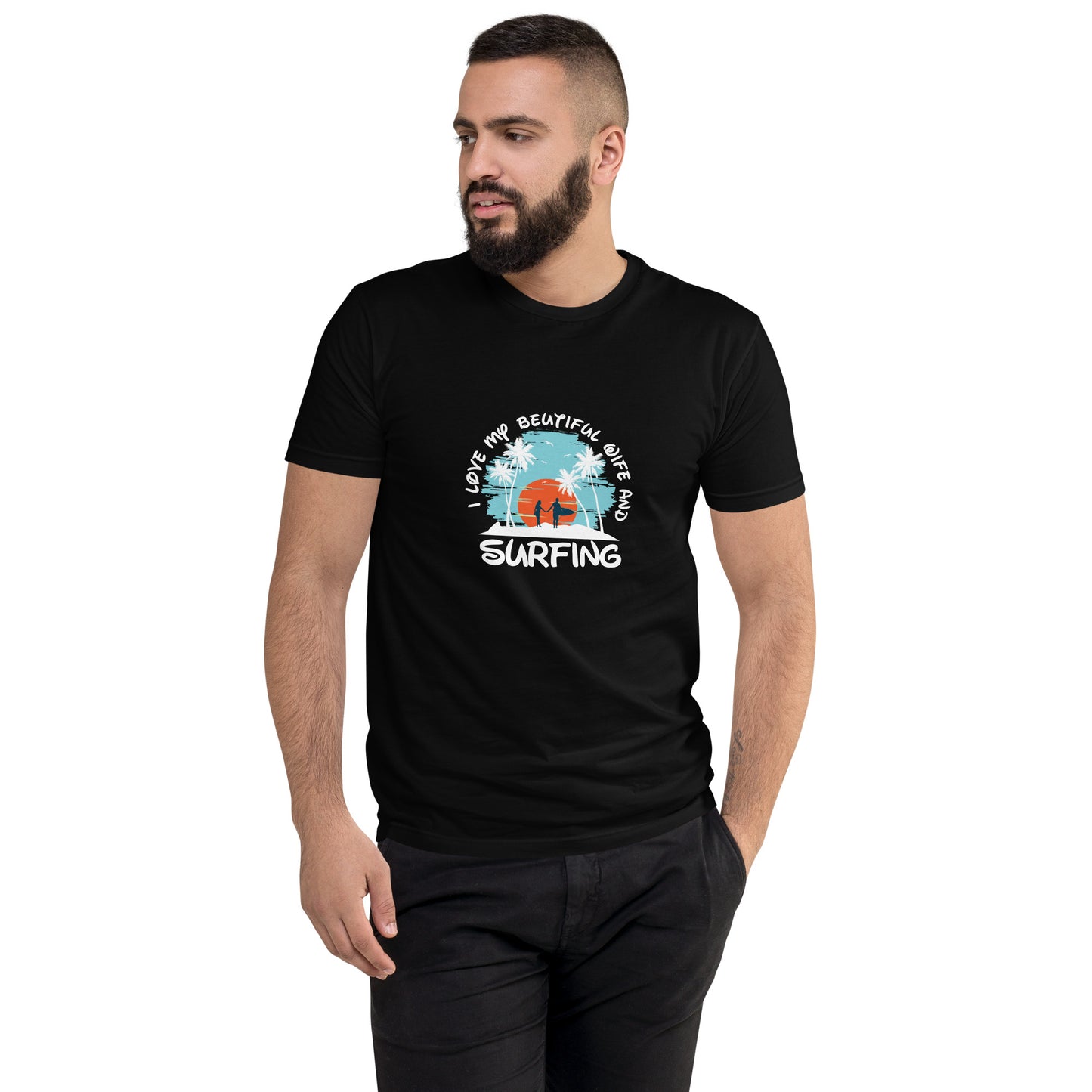 Love wife and surfing - Short Sleeve T-shirt - HobbyMeFree