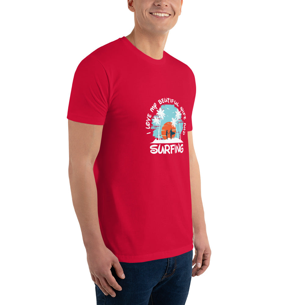 Love wife and surfing - Short Sleeve T-shirt - HobbyMeFree