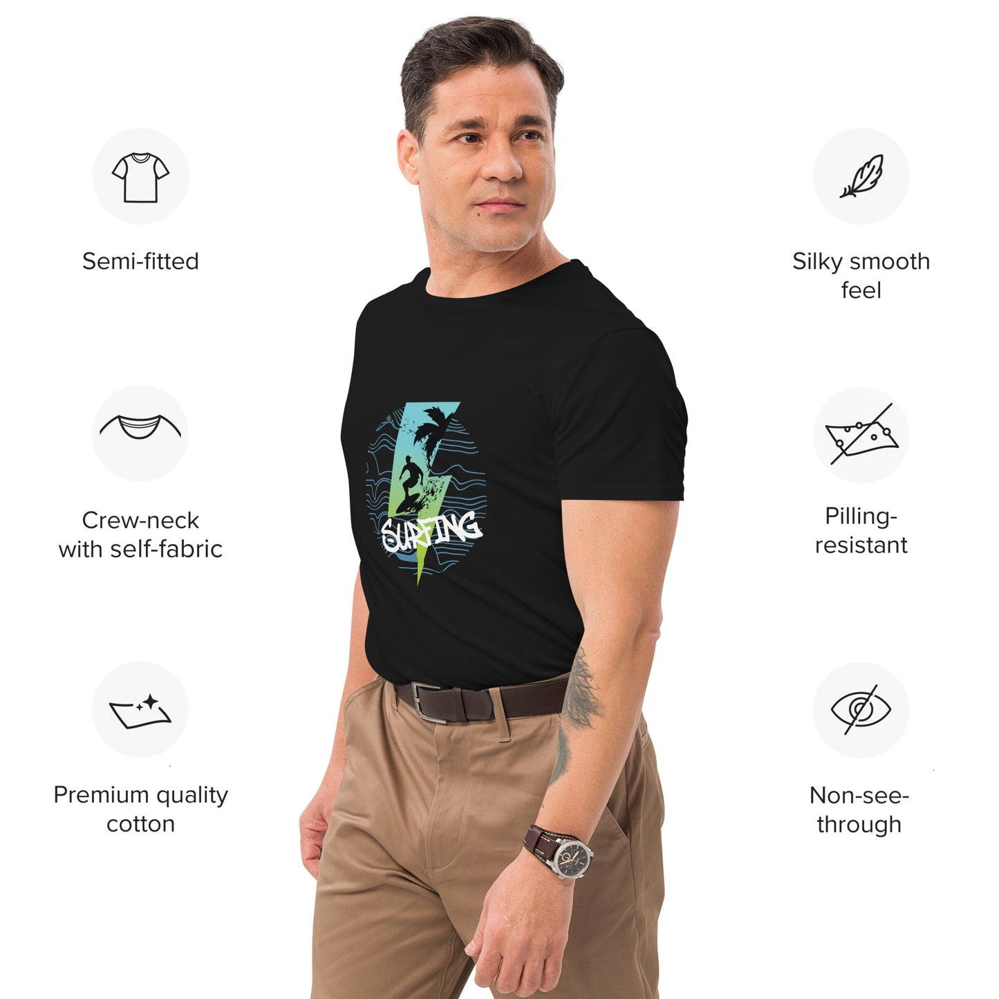 Surfing - Men's premium cotton t-shirt - HobbyMeFree
