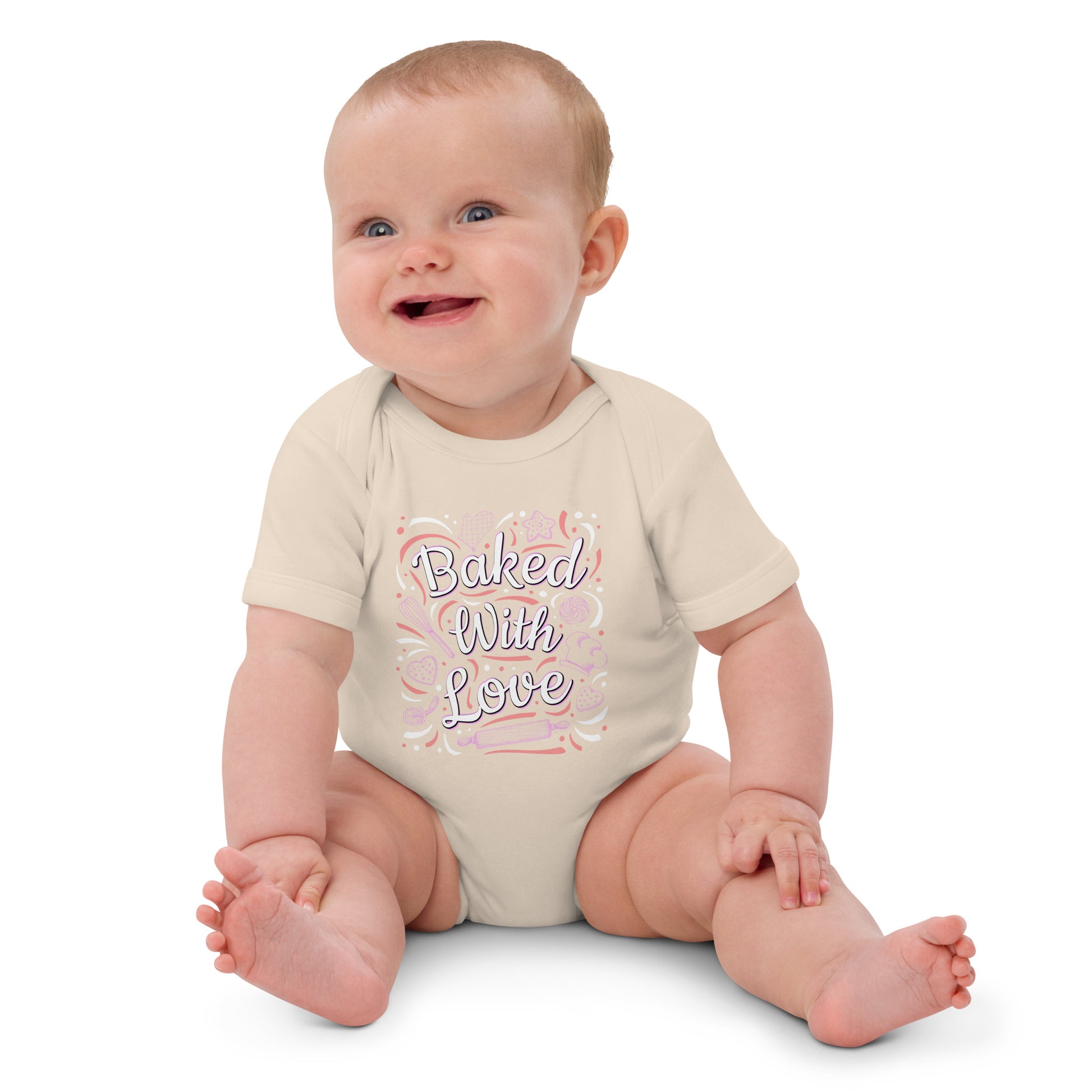 Baked with love - Organic cotton baby bodysuit - HobbyMeFree