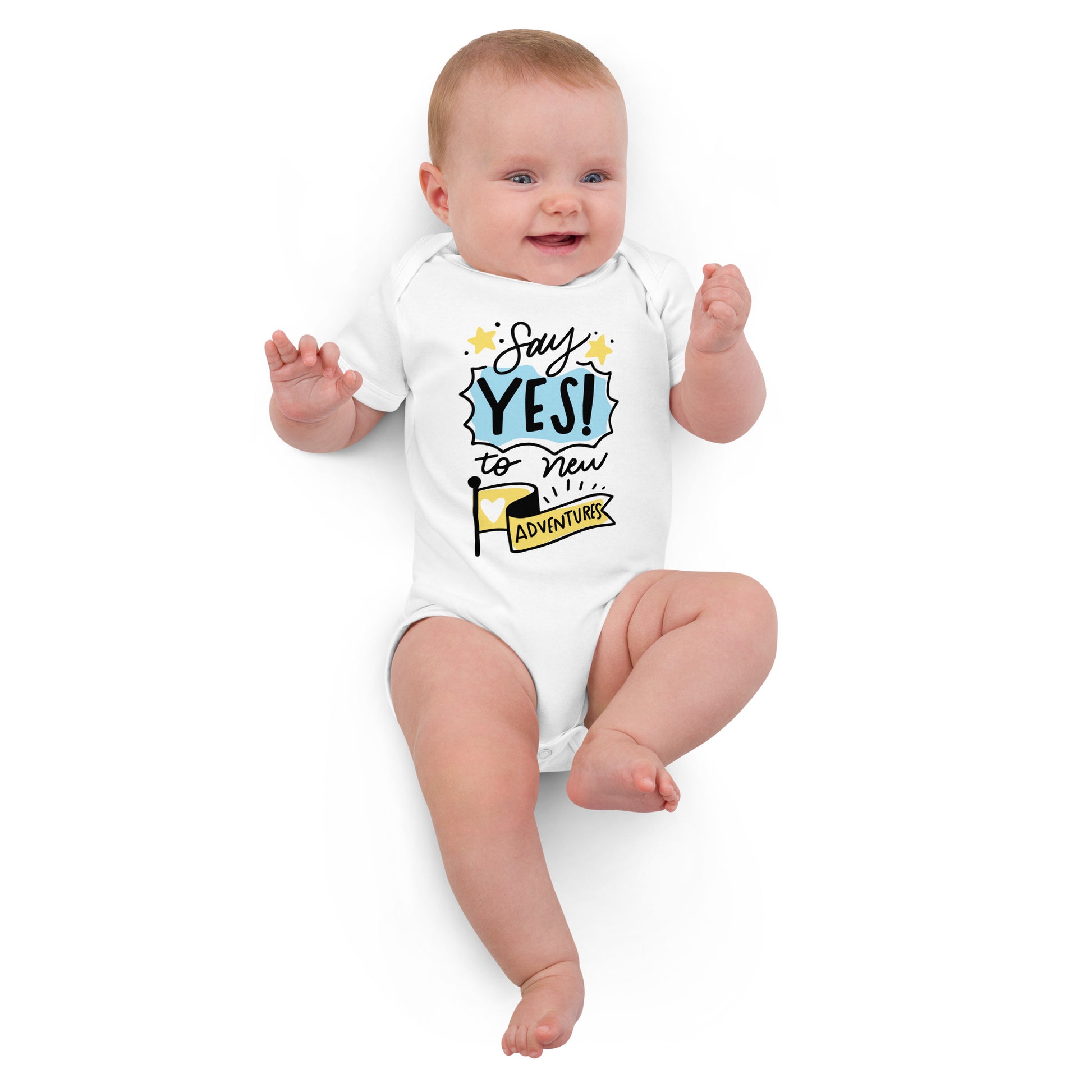 Say Yes To New Adventures - Organic cotton baby bodysuit - HobbyMeFree