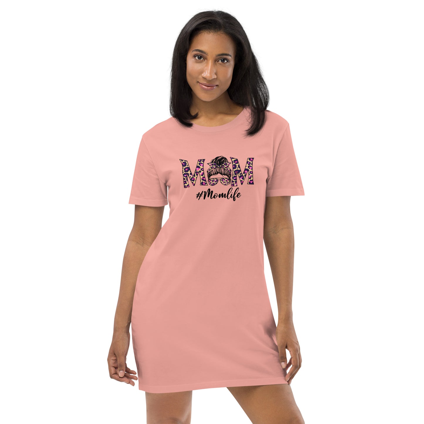 The super gift for Mothersday. Comfy organic cotton T-shirt dress in pink for the best mom.