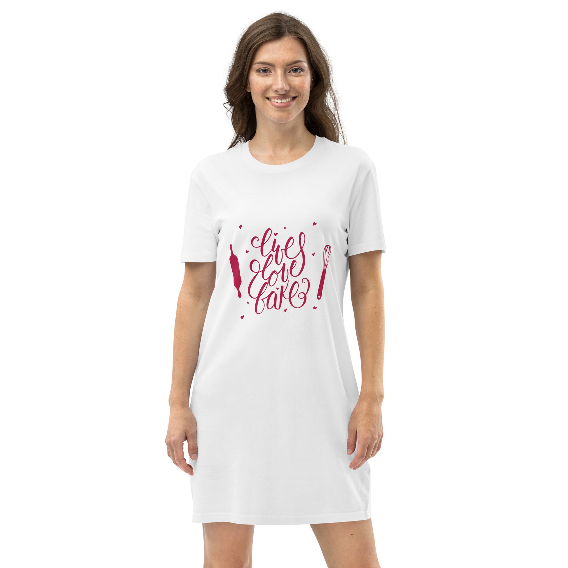 Live Love Bake - Organic cotton t-shirt dress - HobbyMeFree
