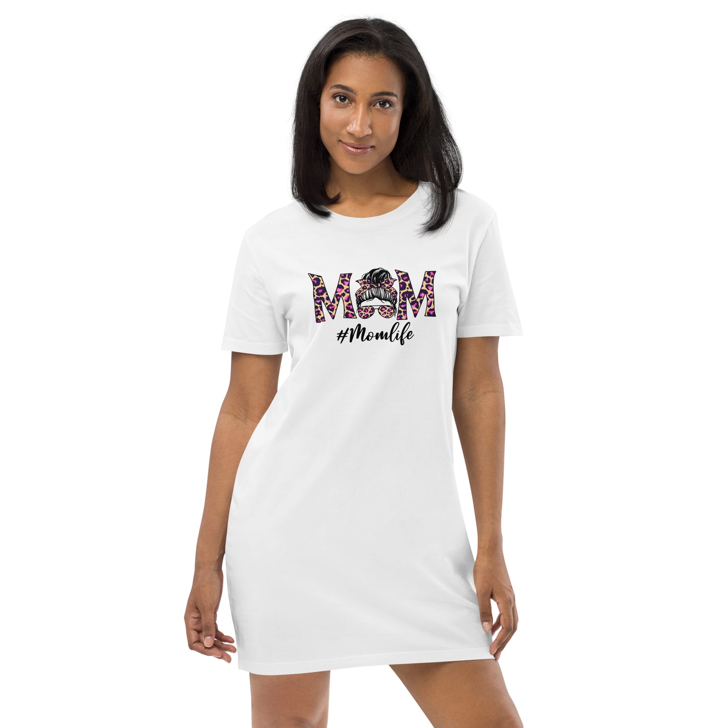 The super gift for Mothersday. Comfy organic cotton T-shirt dress in white for the best mom.