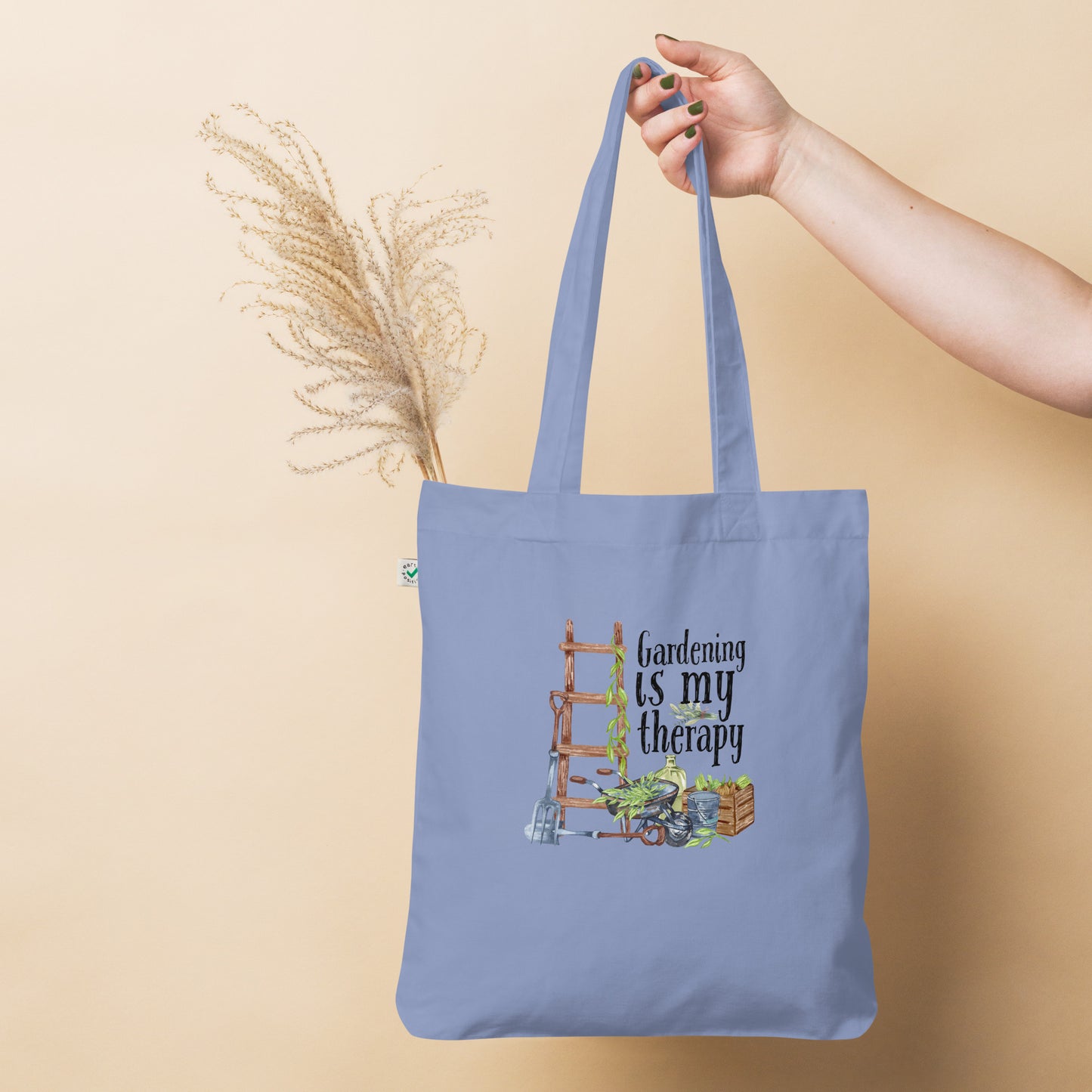 Gardening Is My Therapy Organic fashion tote bag - HobbyMeFree